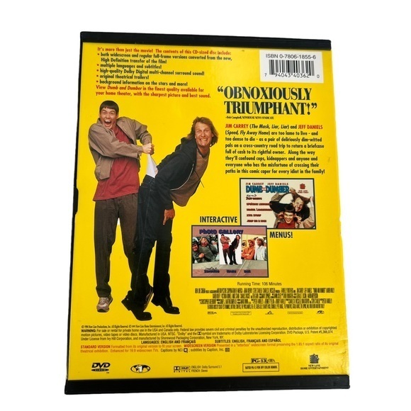 Dumb and Dumber New Line Home Entertainment Jim Carrey Jeff Daniels PG-13 - Picture 4 of 4